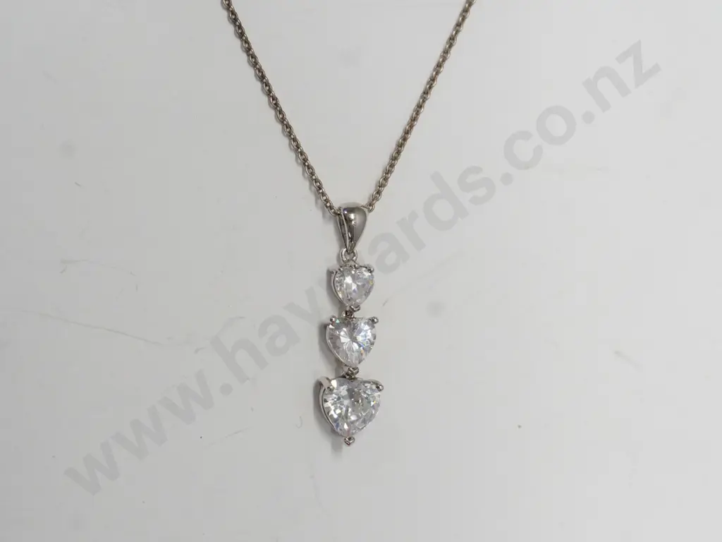 silver cz necklace stamped 925 Image 1++