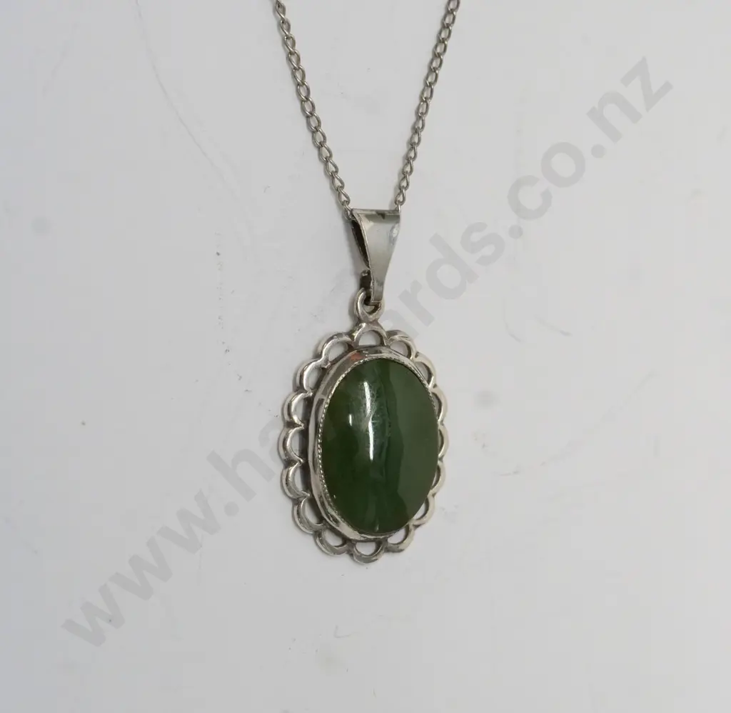 greenstone necklace stamped stg Image 1++