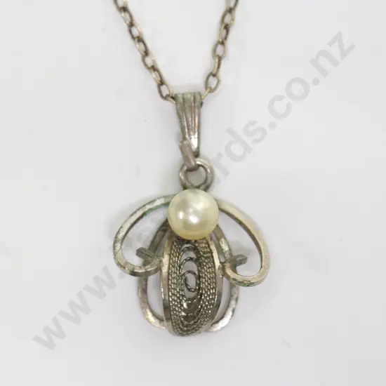 silver pearl necklace no mark