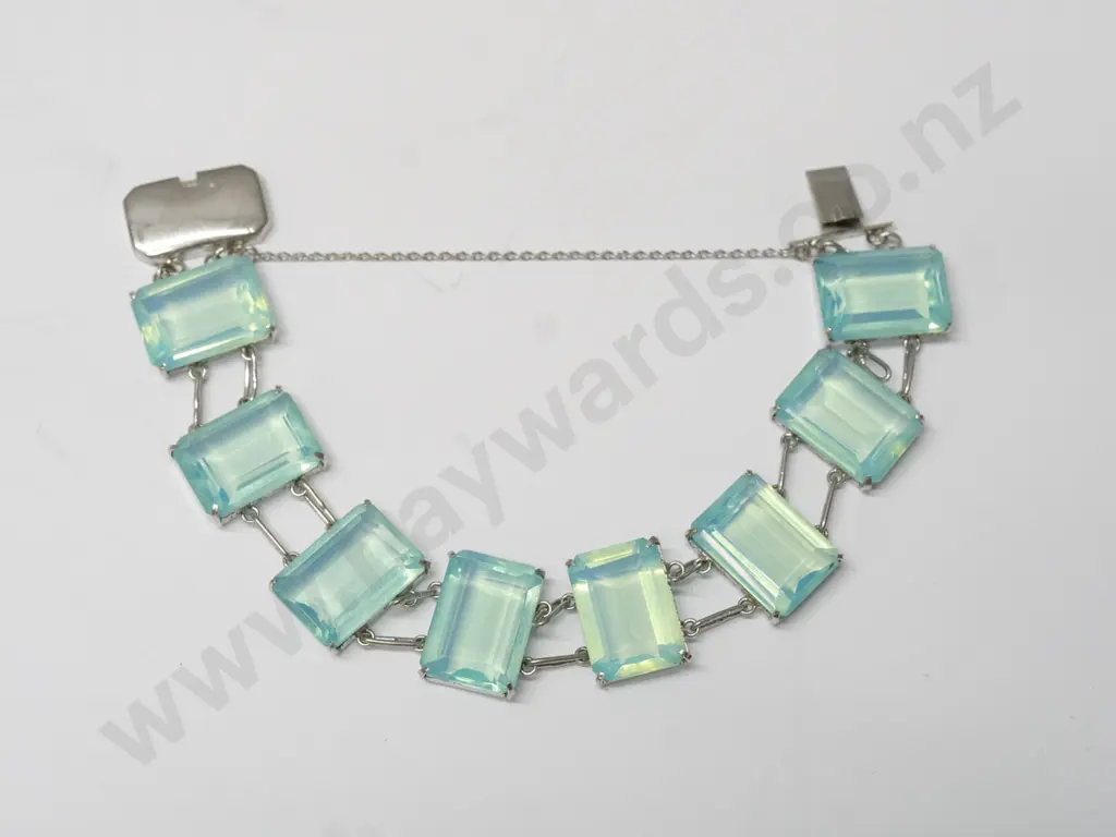 blue crystal bracelet clasp stamped sterling Image 1++