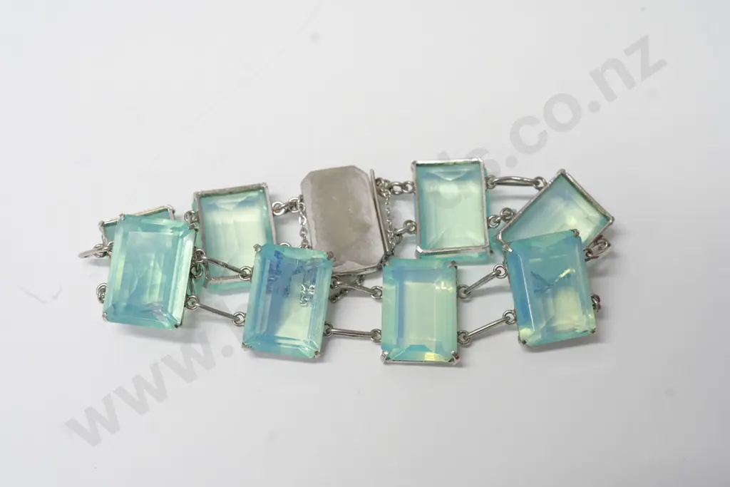 blue crystal bracelet clasp stamped sterling Image 1++