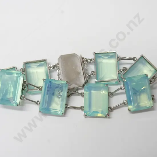blue crystal bracelet clasp stamped sterling