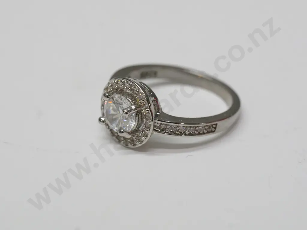 silver cz dress ring stamped 925 Image 1++