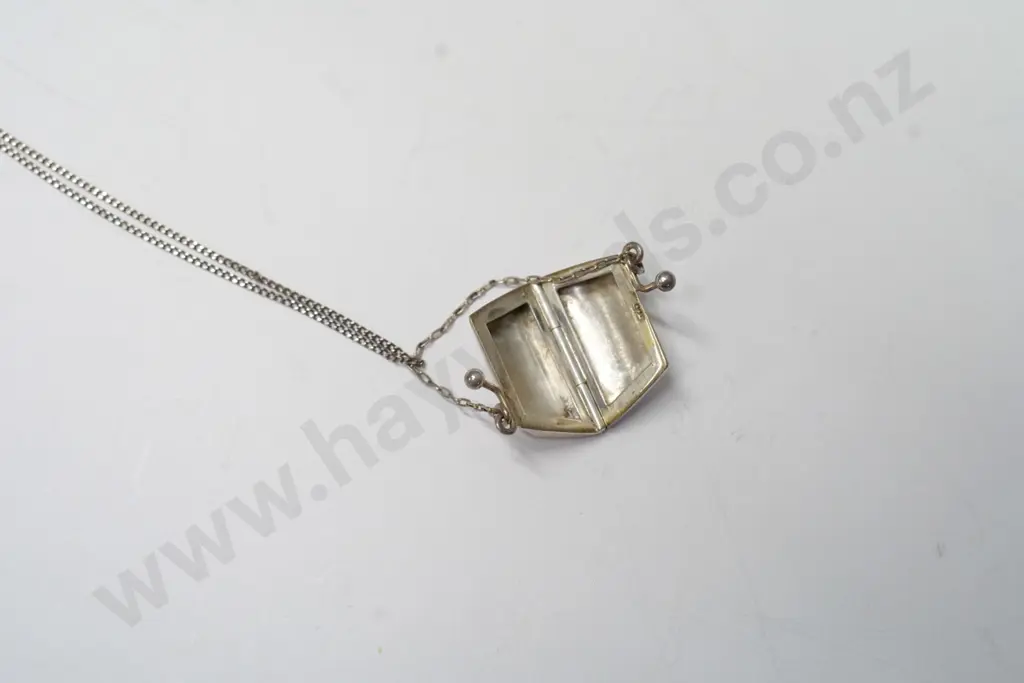 silver purse necklace stamped 925 Image 1++