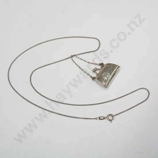 silver purse necklace stamped 925