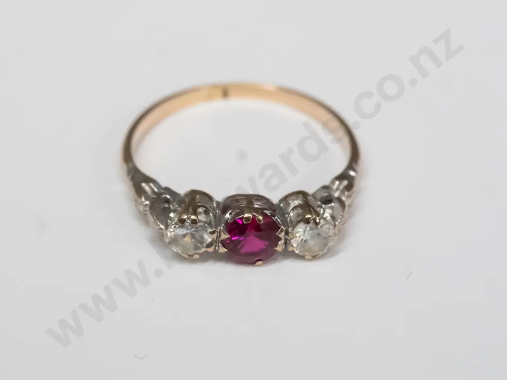 9ct ruby & cz dress ring Image 1++