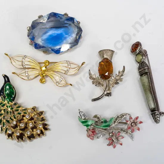 6 asstd costume brooches