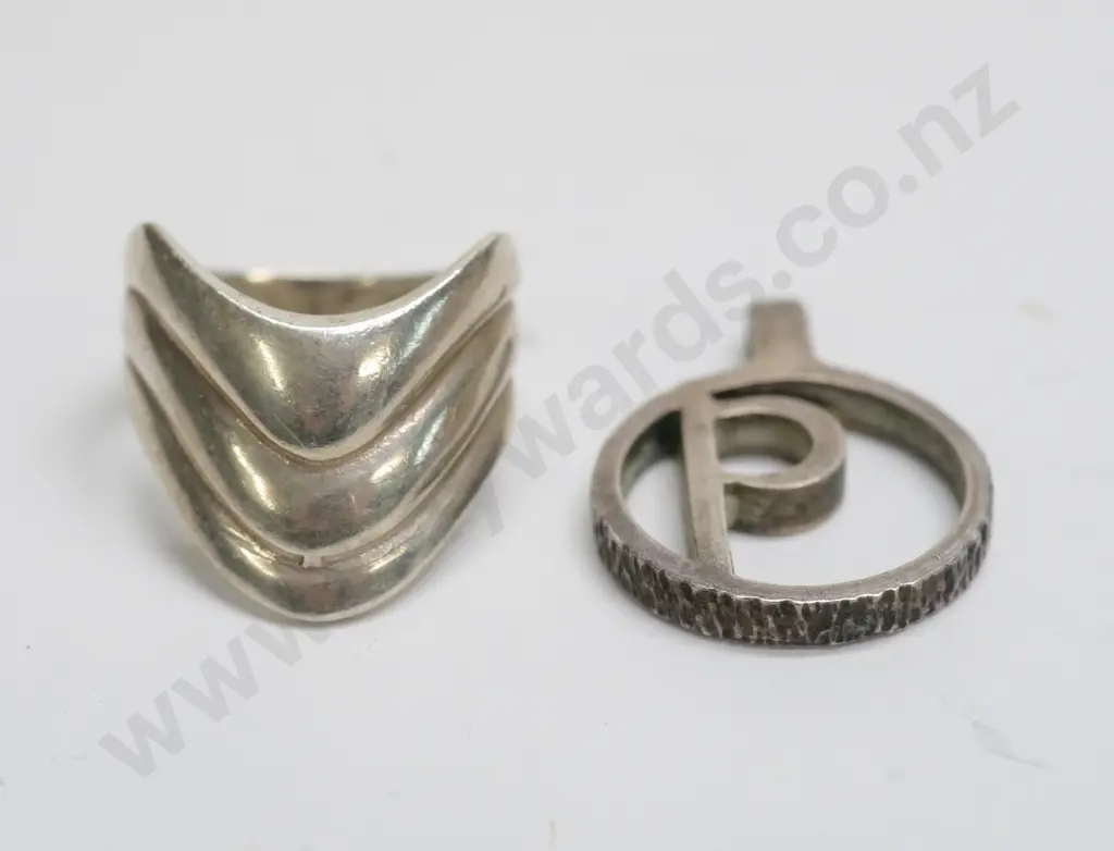 silver signet ring, silver crown ring, silver toe ring & silver charm ring all stamped Image 1++