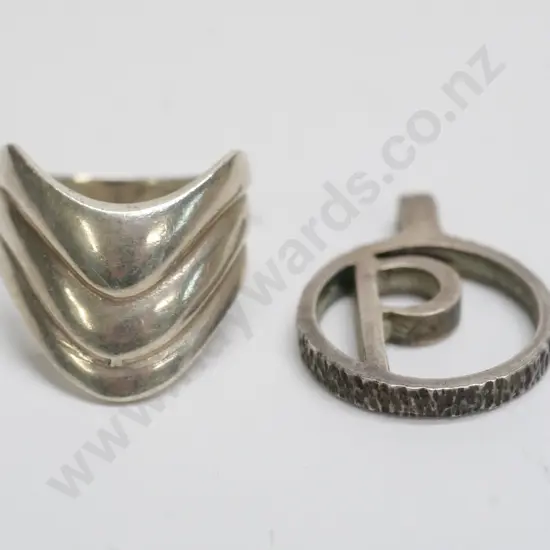 silver signet ring, silver crown ring, silver toe ring & silver charm ring all stamped