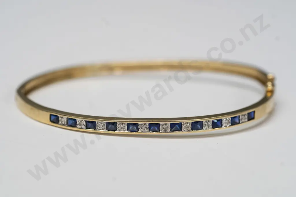 sapphhire & cz bangle stamped 375 Image 1++