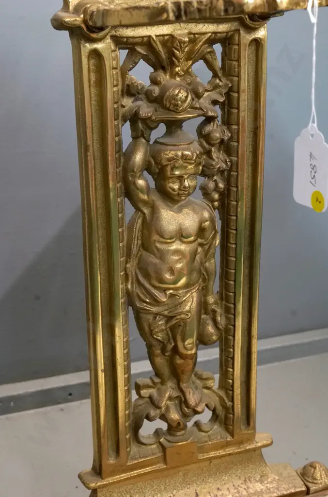 ornate heavy cast brass umbrella stand H-740 W-370 Image 1++
