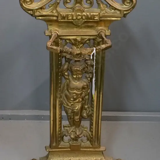ornate heavy cast brass umbrella stand H-740 W-370