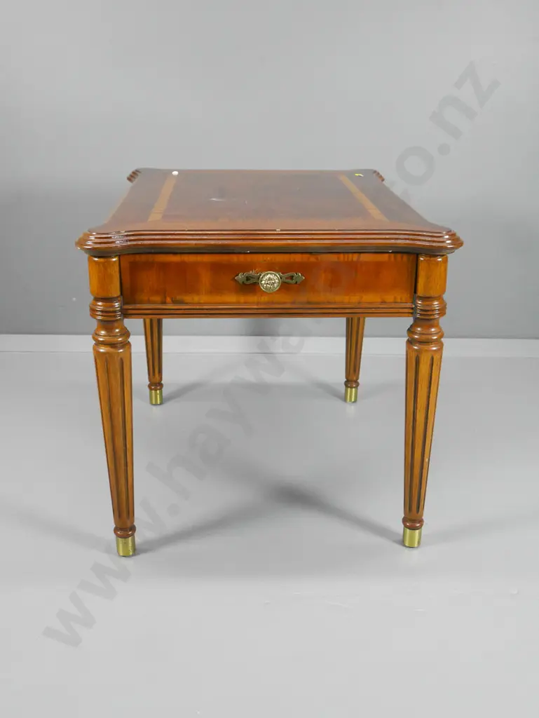 reproduction Regency style side/lamp table w/ drawer, inlaid veneer top H560 W550 D680 Image 1++