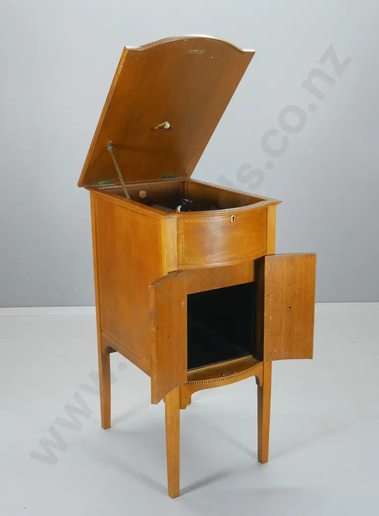 vintage HMV gramophone in 'Library Bijou Grand' oak cabinet - not going, restorer's condition H950 W450 D650 Image 1++