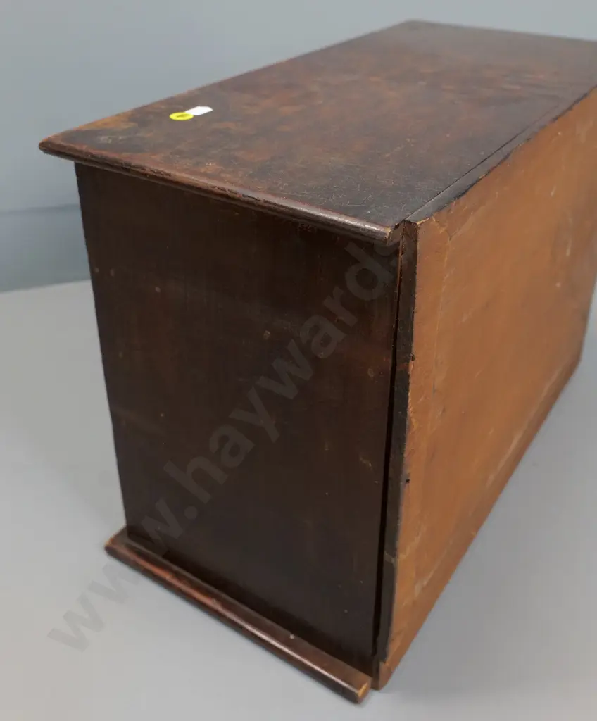 vintage dark-stained wooden desktop stationery organiser - some wear & rough edges H-340 W-480 D-230 Image 1++