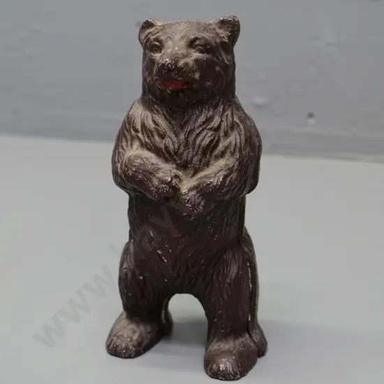 cast alloy standing bear money box - wear to finish H-160