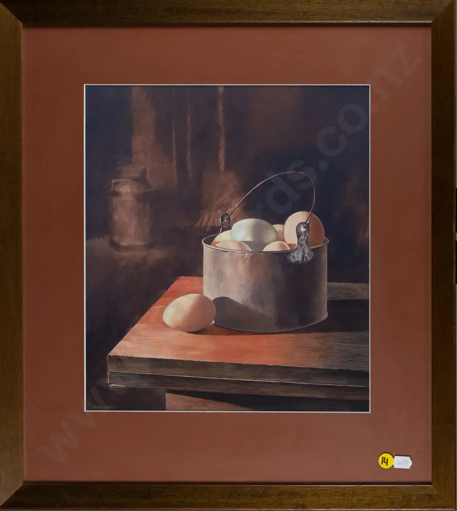 framed Steve Harris print - still life eggs H-300 W-260 Image 1++