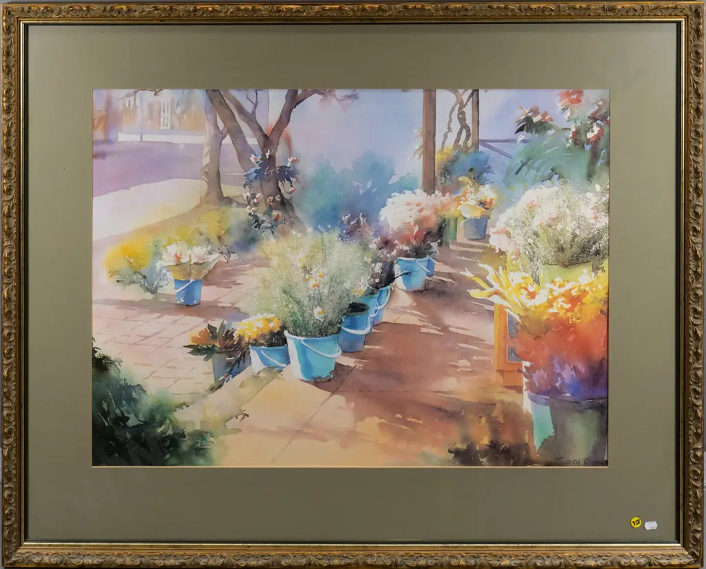 framed print - plants in buckets H-540 W-700 Image 1++