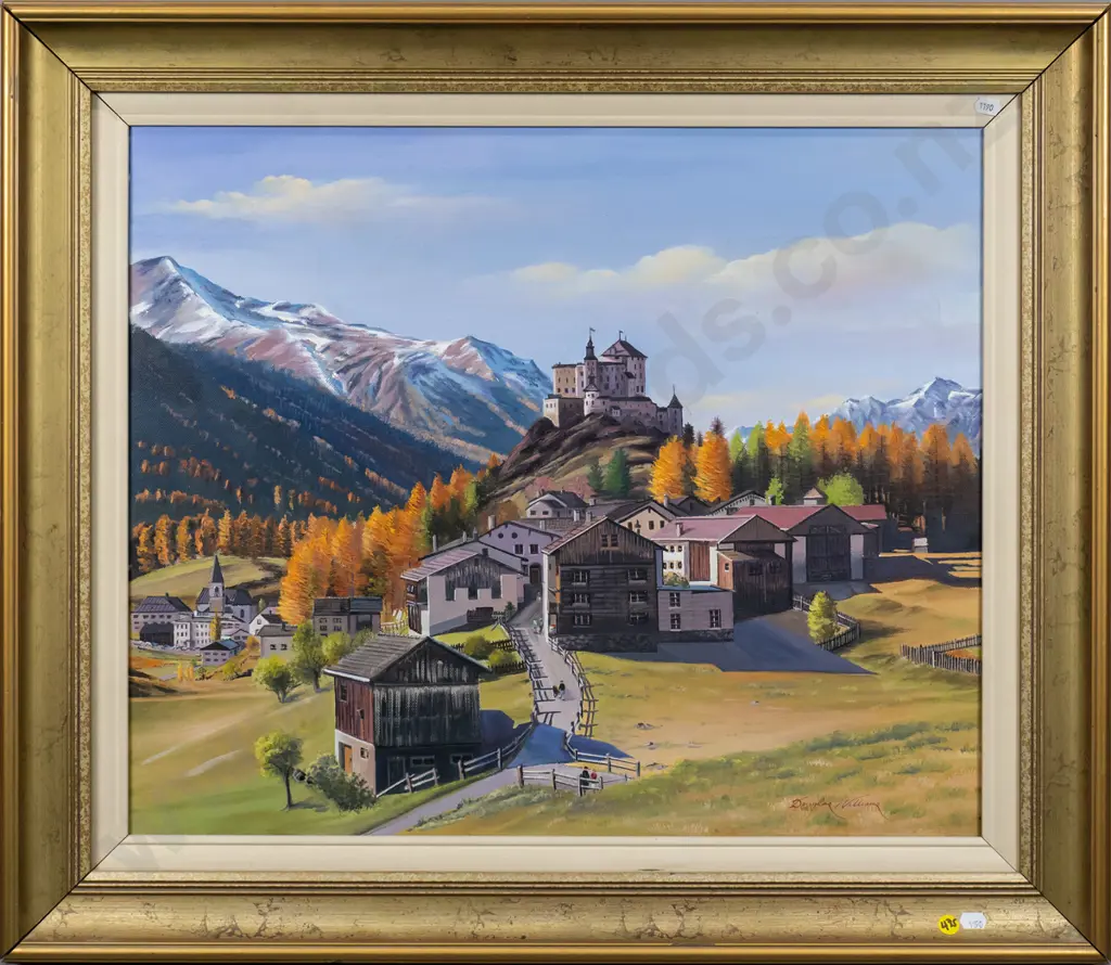 Douglas Williams - gilt framed oil  "Autumn in Engiadina, Switzerland" H-490 W-580 Image 1++