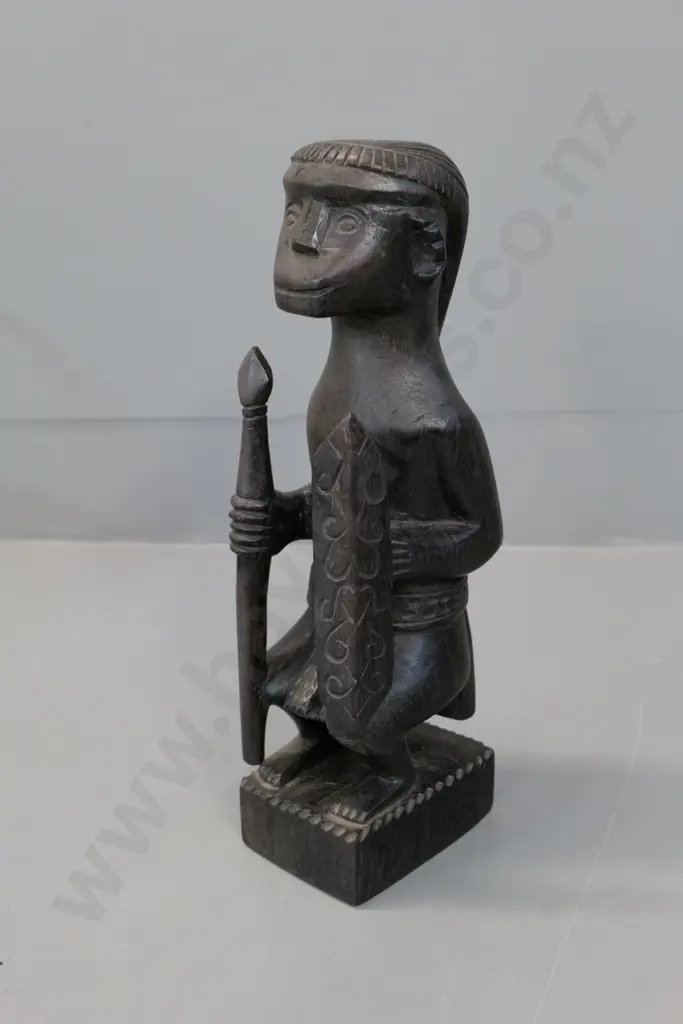 hand-carved hardwood warrior figure from Borneo H-340 Image 1++