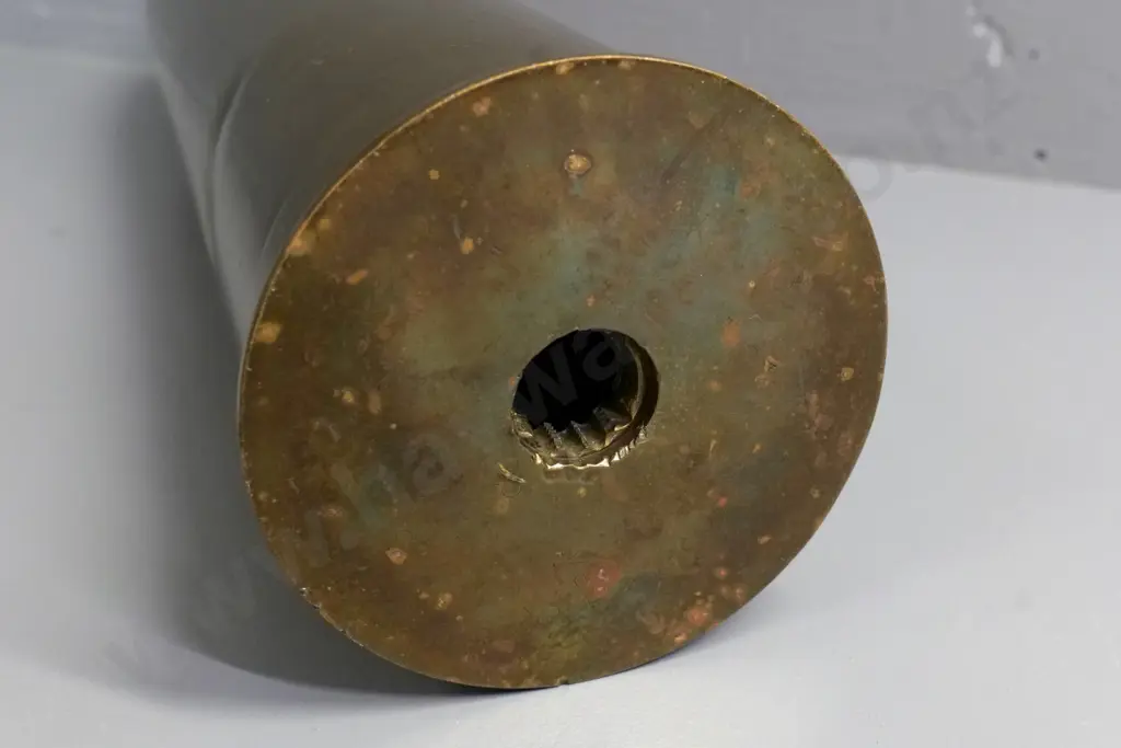 very large brass shell casing with hole drilled through base L-540 Image 1++