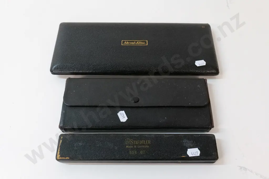 3 cased engineering/drawing instrument sets - Ahrend-Klino large set, Staedtler compass, one other Image 1++