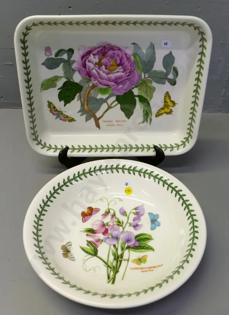 2 Portmeirion Botanic Garden serving items - bowl and rectangular dish L-310 W-250 Image 1++