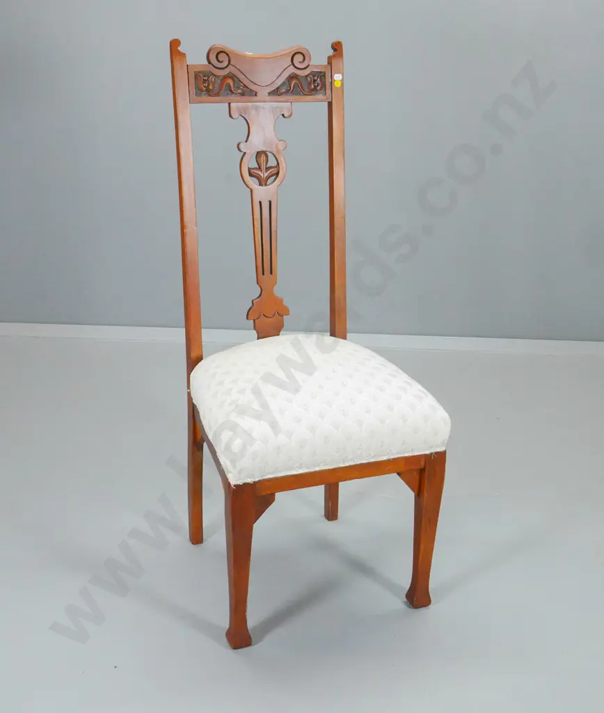 art nouveau tall splat back upholstered dining chair H-1100 W-460 D-450 Image 1++