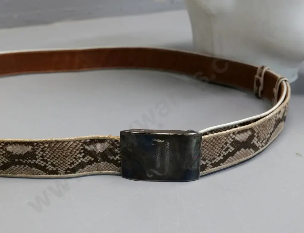Russian fur hat and a snakeskin belt with monogram etched silver plated buckle Image 1++