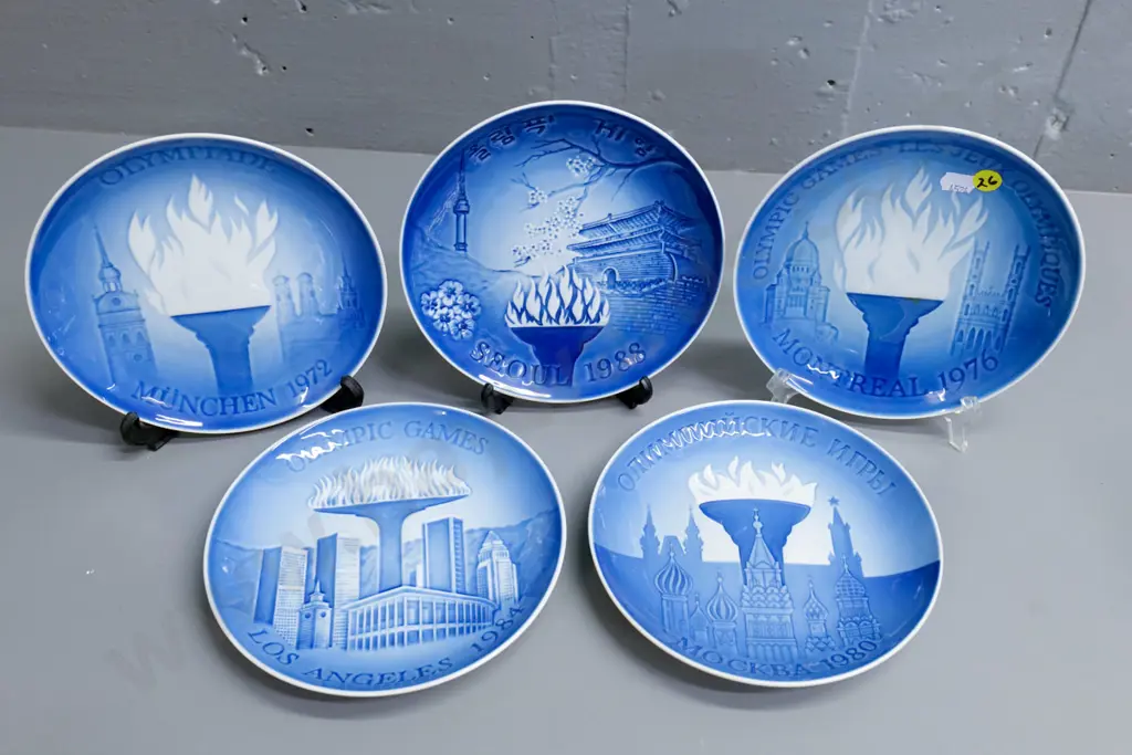 5 Bing & Grondahl Olympic plates - 1972, 76, 80, 84 and 88 Image 1++