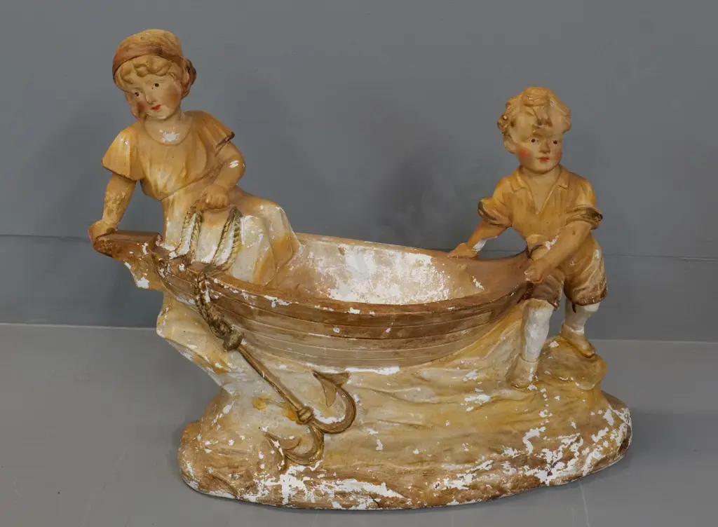 plaster figure made by Triaca & Picchi, Melbourne - pattern No. 56, circa 1930s - chips & finish loss H370 W490 Image 1++