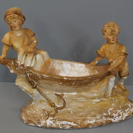 plaster figure made by Triaca & Picchi, Melbourne - pattern No. 56, circa 1930s - chips & finish loss H370 W490