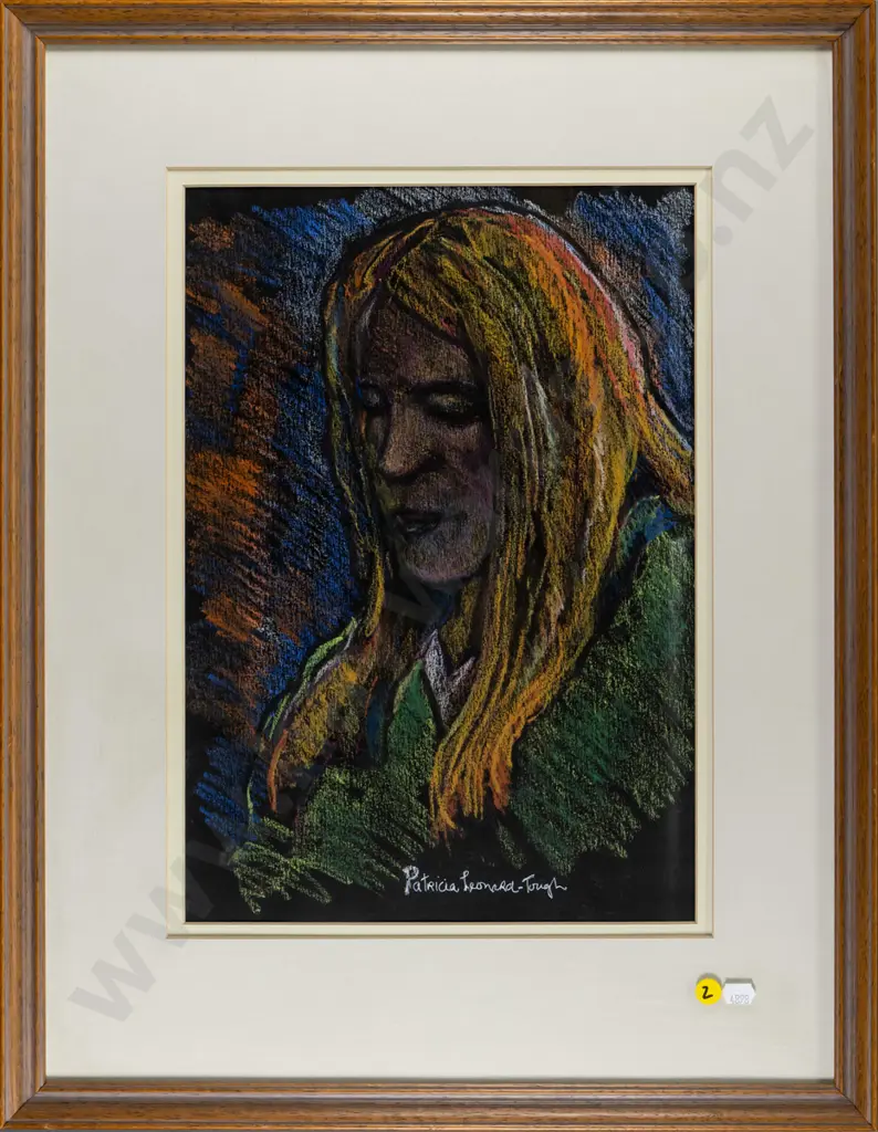 Patricia Leonard-Tough - framed pastel - female portrait H-400 W-270 Image 1++