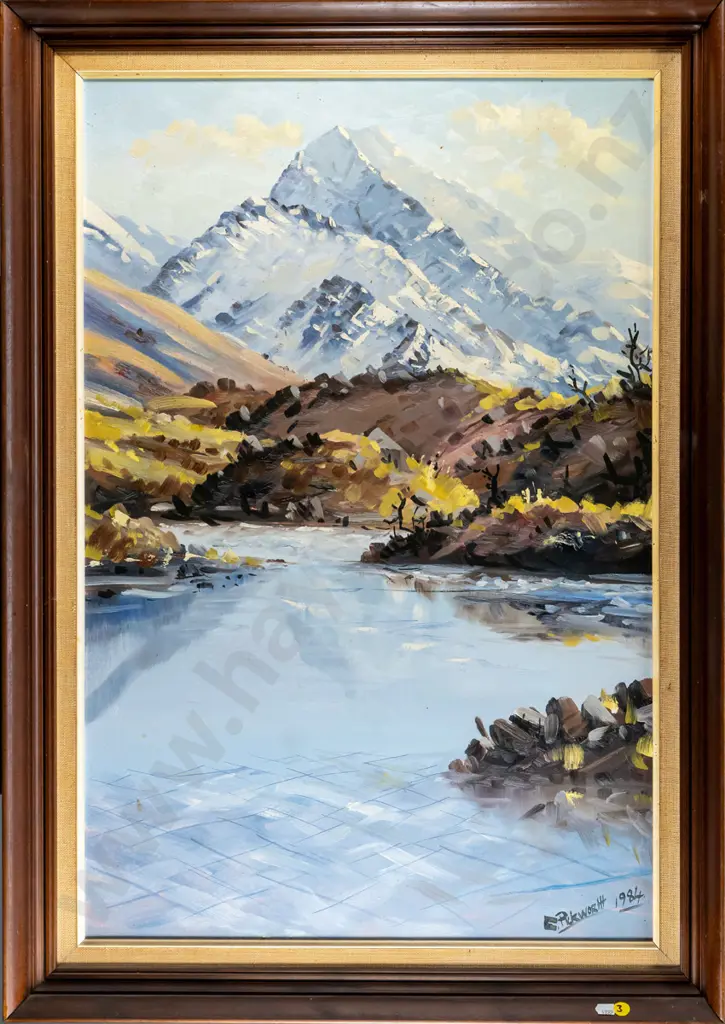C PIckworth 1984 - framed oil  "No.8 Mt Cook" (needs  a clean) H-740 W-490 Image 1++