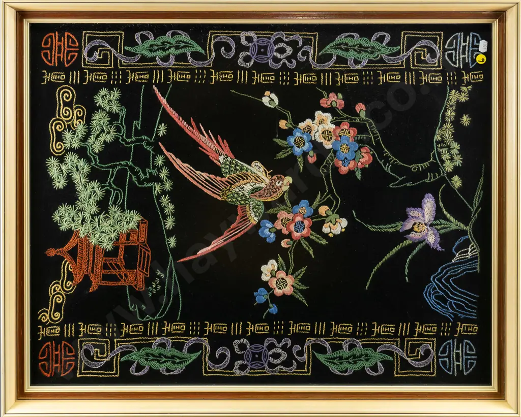framed oriental needlework  H-660 W-530 Image 1++