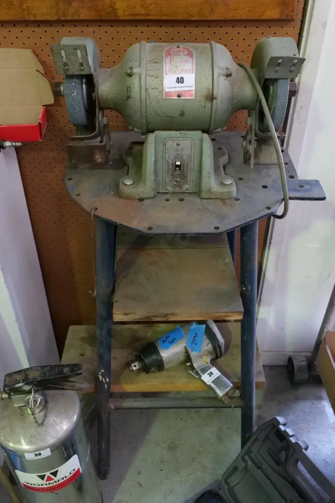 GMF 6" bench grinder on metal stand Image 1++