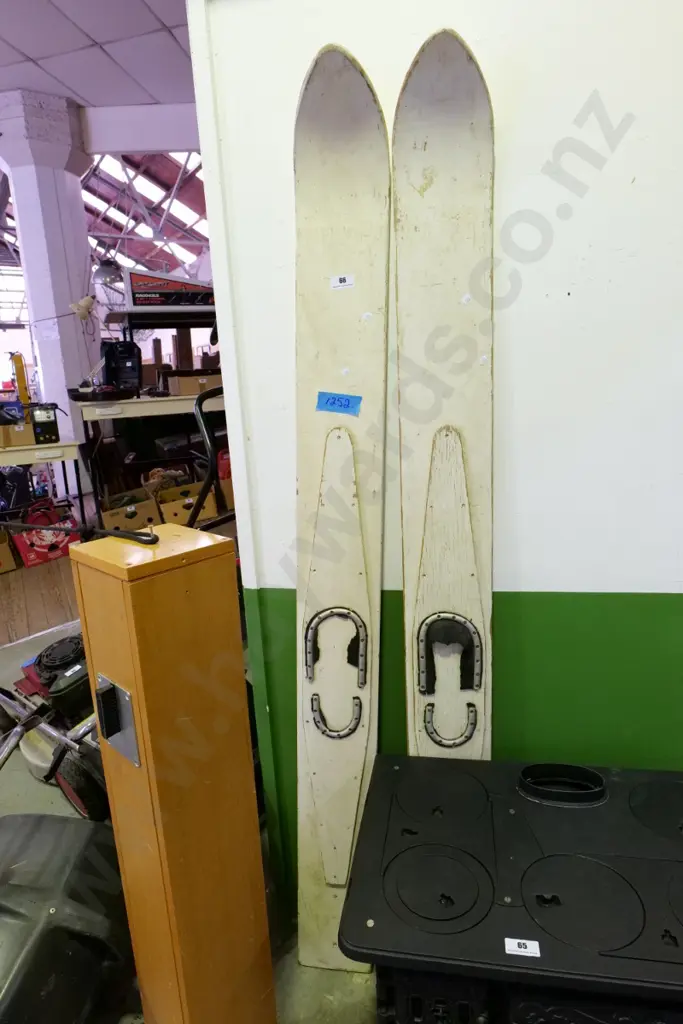 pair of vintage homemade water skis Image 1++