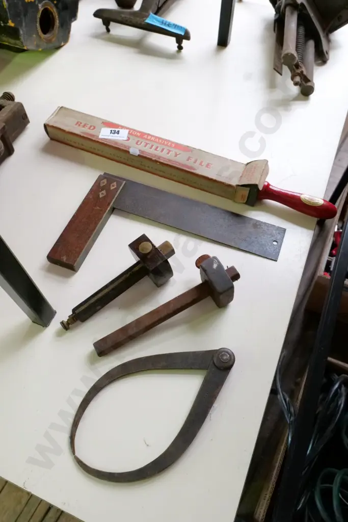 vintage calipers, markers gauge, builders, square, file Image 1++