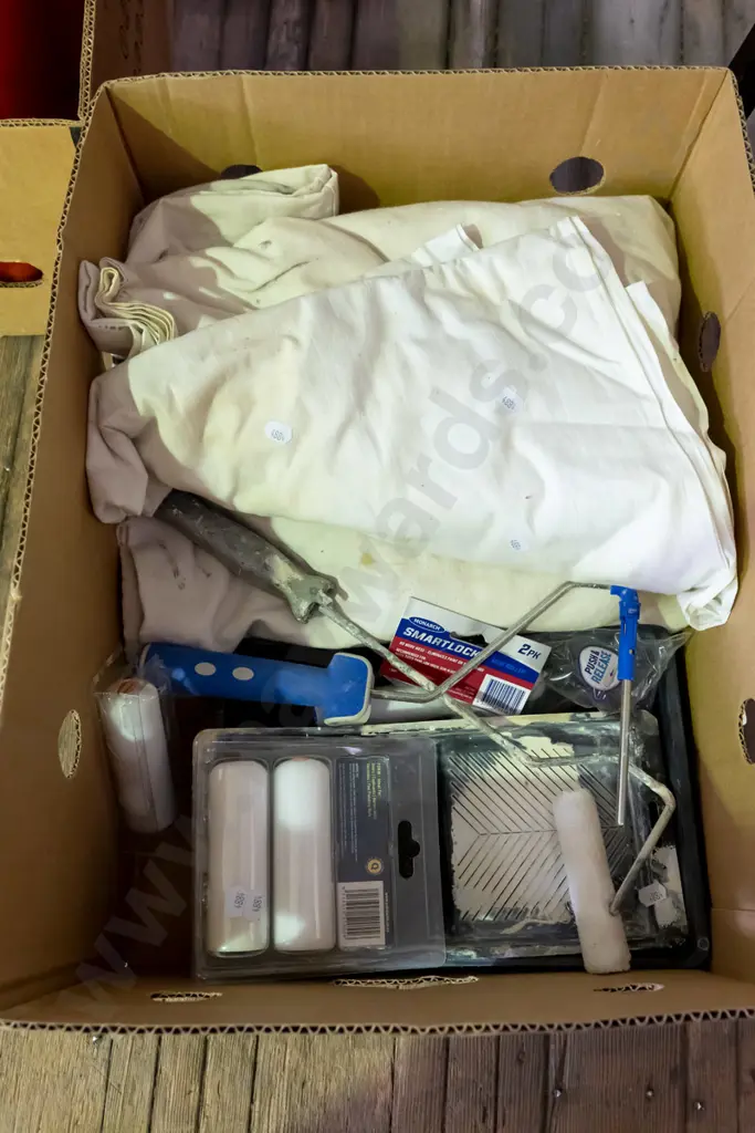 box; painters supplies, trays, drop cloths etc Image 1++