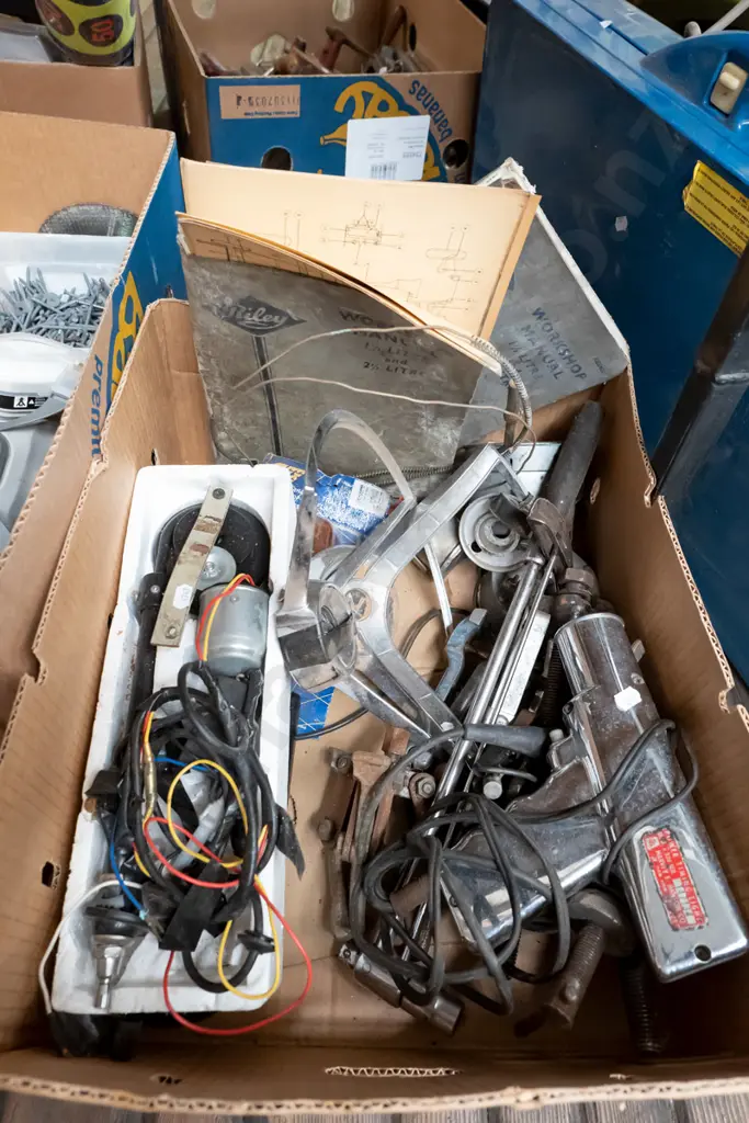 box of automotive parts; torque wrench, timimg gun etc Image 1++
