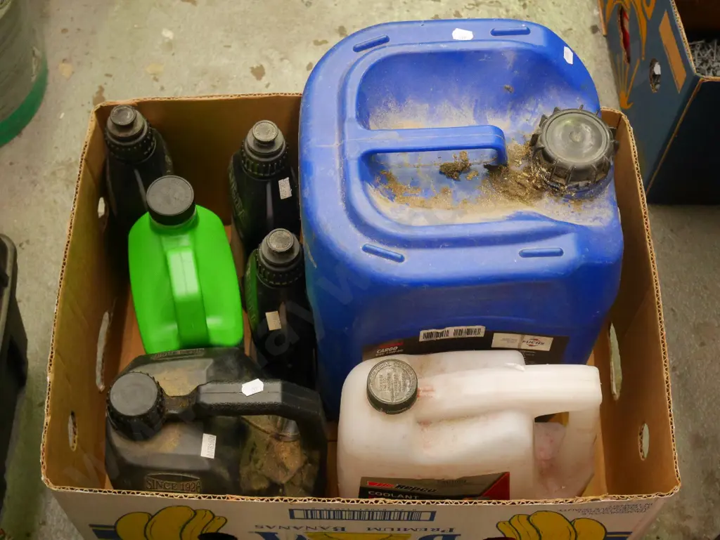 box of automotive fluids, small dolly Image 1++