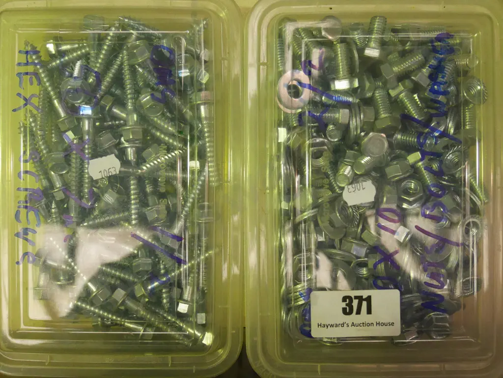 2x containers of nuts and bolts, hex screws Image 1++