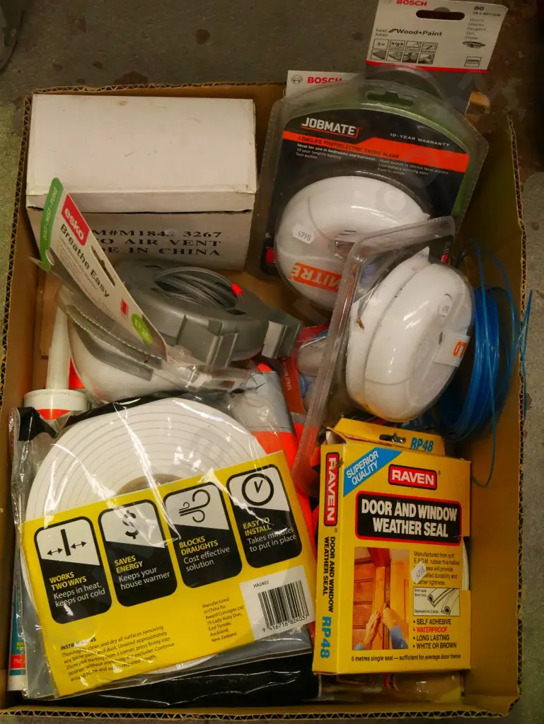box; diy allsorts; smoke alarms window seals, line trimmer line etc Image 1++