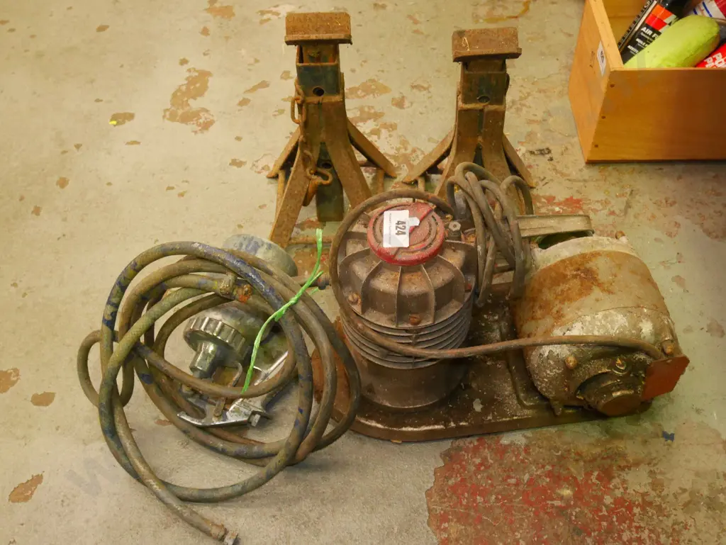 vintage air compressor, axel stands, sprayer Image 1++