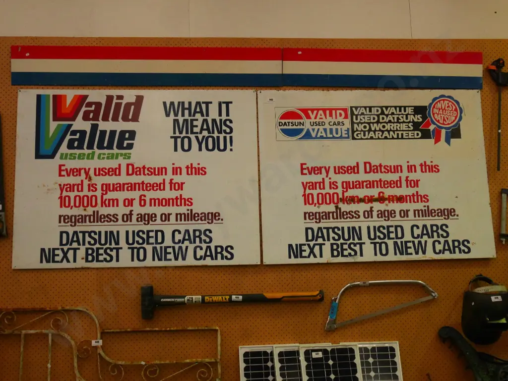 Datsun car yard sale sign H-900 W-2400 excluding cap Image 1++