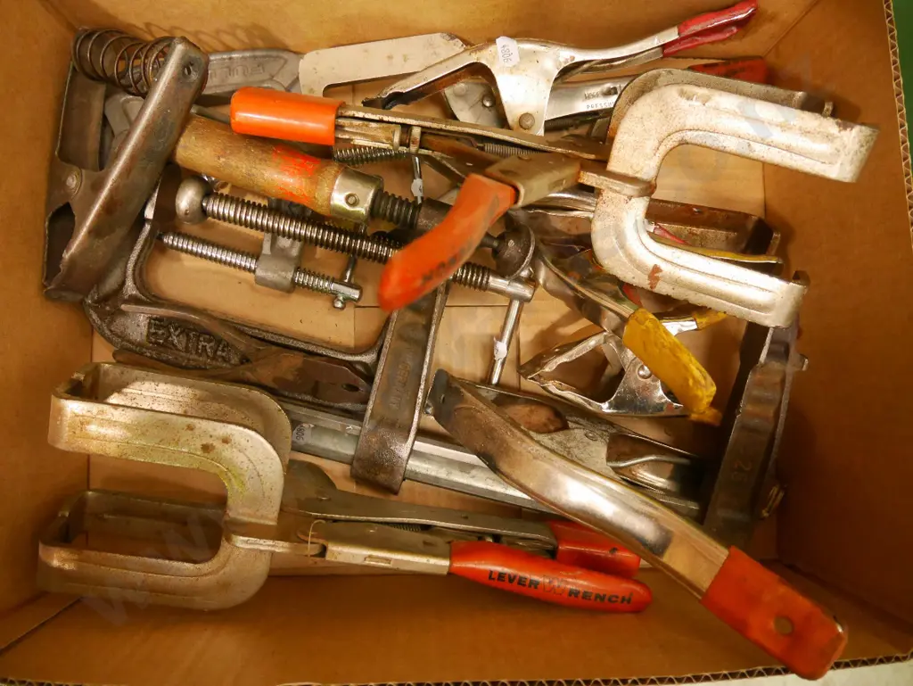 box of various welder's clamps Image 1++