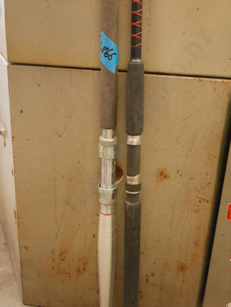 2x fishing rods - blue dots Image 1++