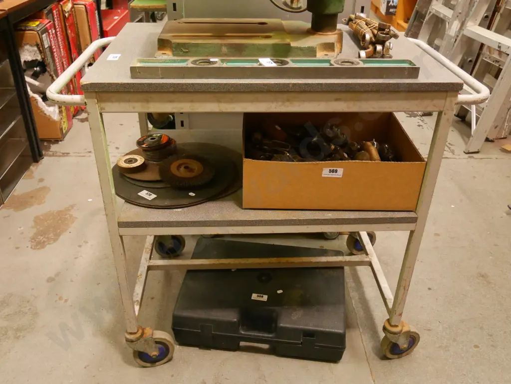metal and formica heavy duty 2 tier trolley on casters H-890 W-800 D-550 Image 1++