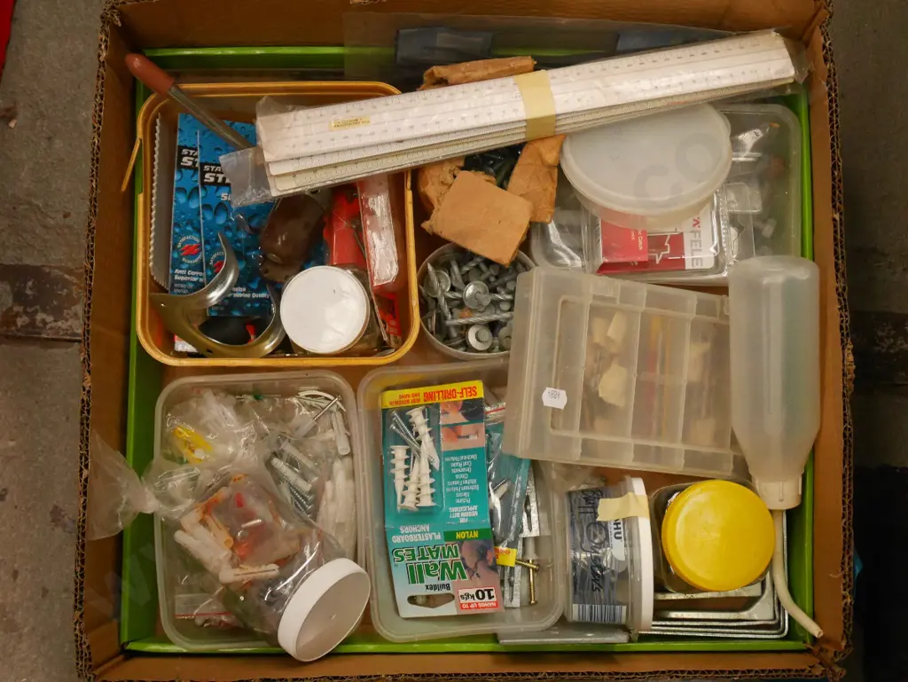 box; rulers, drill bits, shelf brackets etc Image 1++