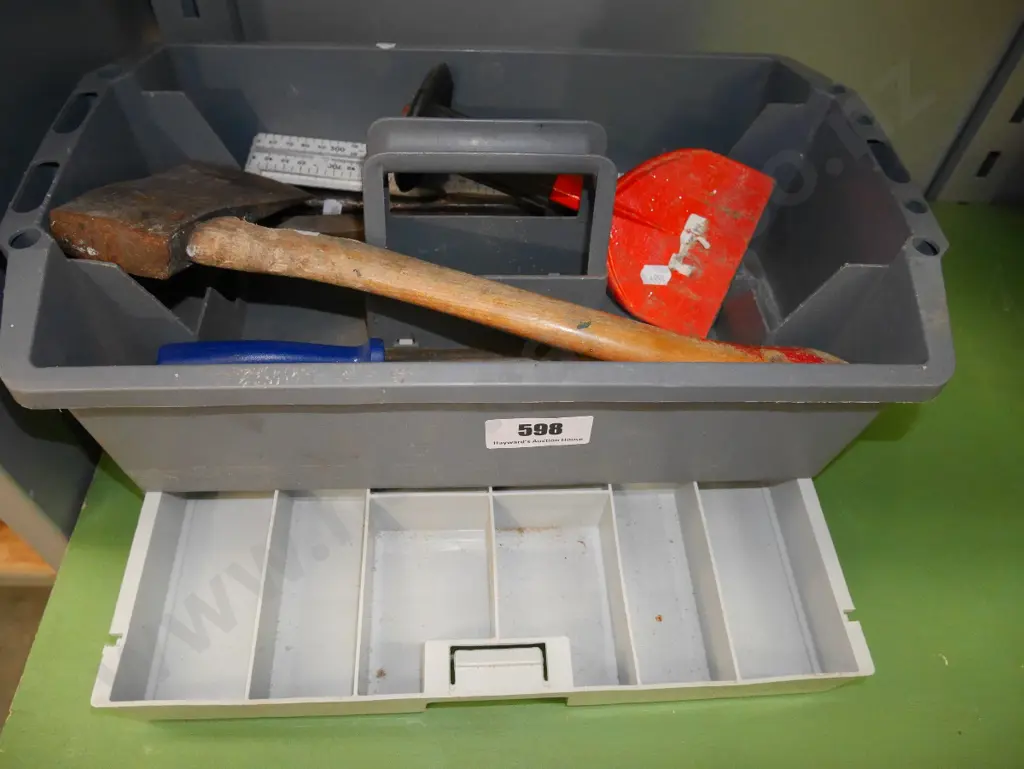tool box; cold chisel, ruler, hatchet etc Image 1++